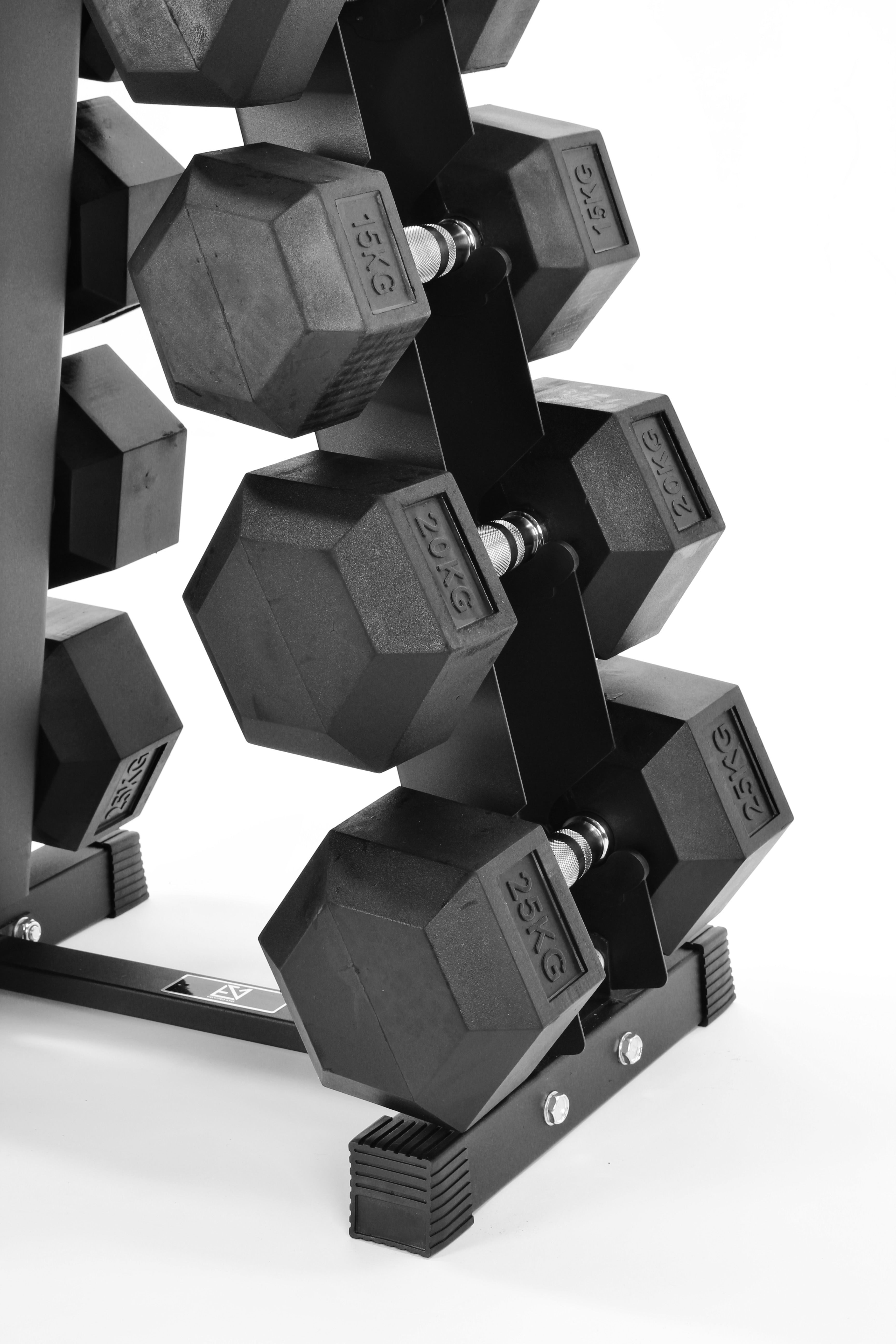 5kg-25kg Hex Dumbbell Set & 6 Tier Rack